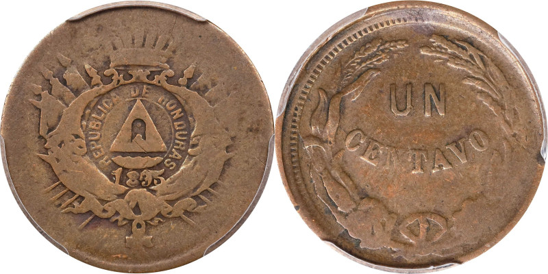 HONDURAS. Centavo Mule, 1895. PCGS G-6.
KM-63. Mule using obverse die of 1871 1...