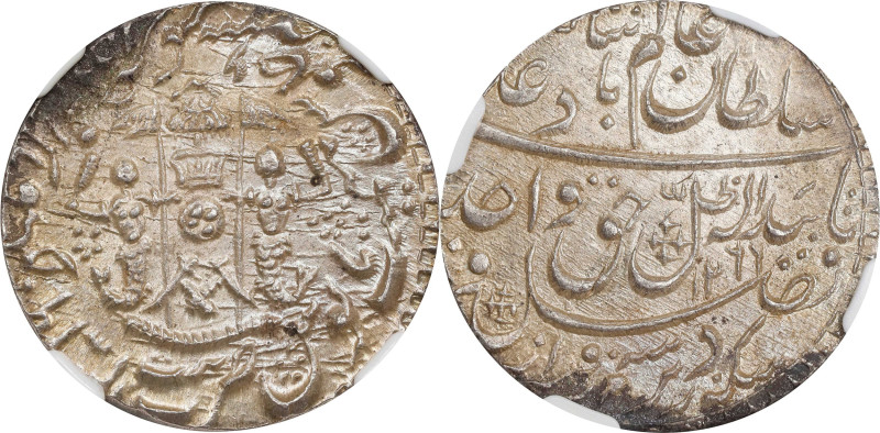 INDIA. Awadh. Rupee, AH 1269 Year 6 (1852). Lucknow Mint. Wajid Ali Shah. NGC MS...