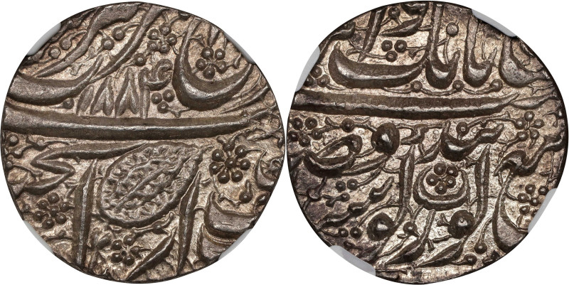 INDIA. Sikh Empire. Rupee, VS 1884 (1827). Amritsar Mint. Ranjit Singh. NGC MS-6...