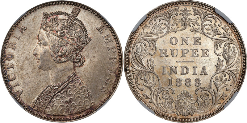 INDIA. Rupe, 1888-B. Bombay Mint. Victoria. NGC MS-63.
KM-492; S&W-6.107; Prid-...