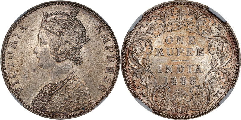 INDIA. Rupee, 1888-B. Bombay Mint. Victoria. NGC MS-63.
KM-492; S&W-6.107; Prid...