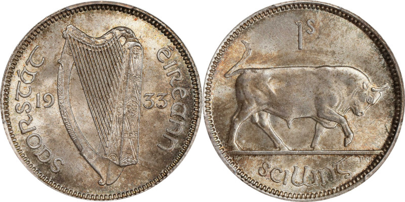 IRELAND. Shilling, 1933. London Mint. PCGS MS-64+.
KM-6; S-6627.

Estimate: $...