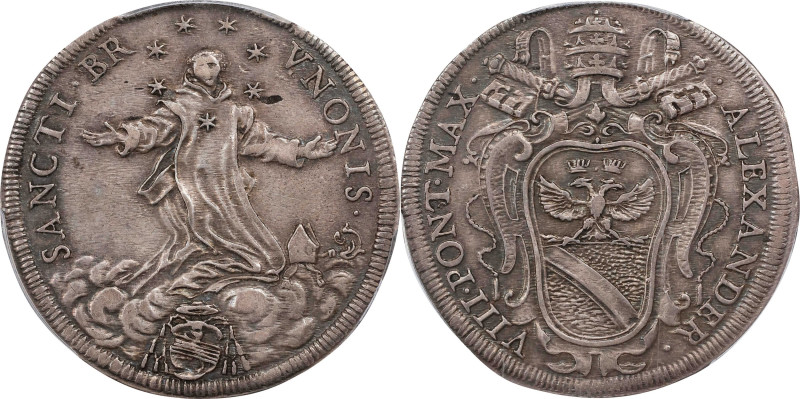 ITALY. Papal (States of the Church). Testone, ND (1689-91). Rome Mint. Alexander...