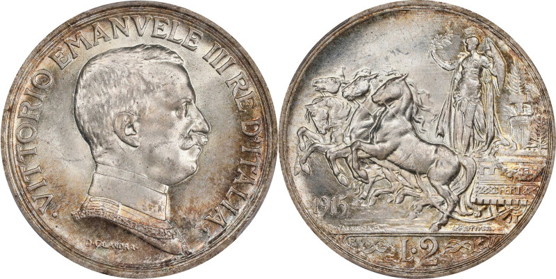 ITALY. 2 Lire, 1915-R. Rome Mint. Vittorio Emanuele III. PCGS MS-65.
KM-55; Mon...