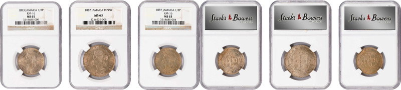 JAMAICA. Trio of Minors (3 Pieces), 1887-93. London Mint. All NGC Certified.
1)...