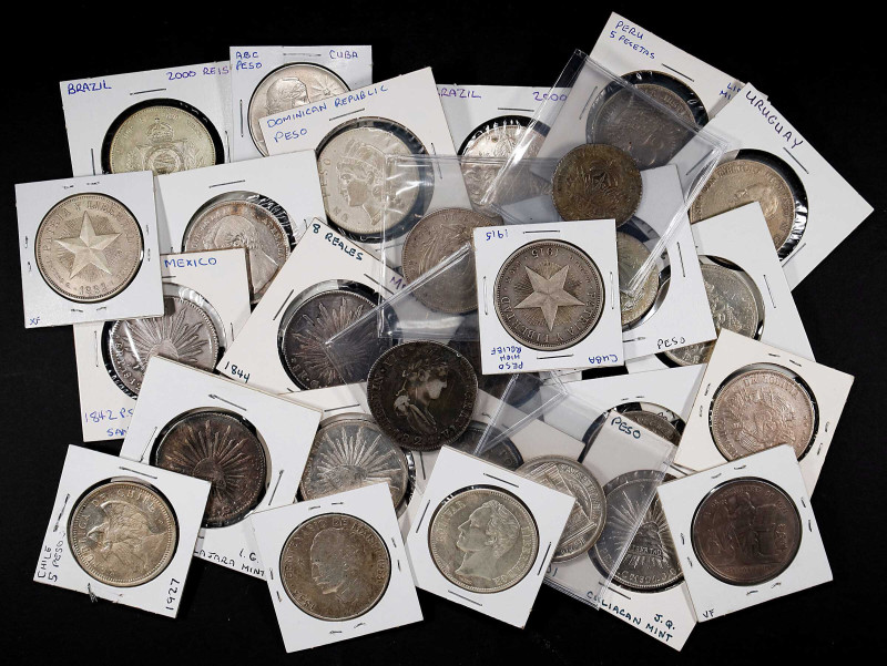 LATIN AMERICA. Group of Crowns (29 Pieces), 1821-1956. Average Grade: EXTREMELY ...