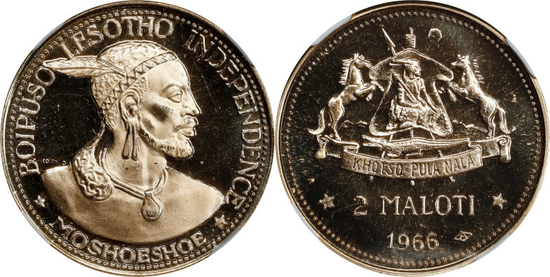 LESOTHO. 2 Maloti, 1966. Moshoeshoe II. NGC PROOF-67★.
KM-6.

Estimate: $500....