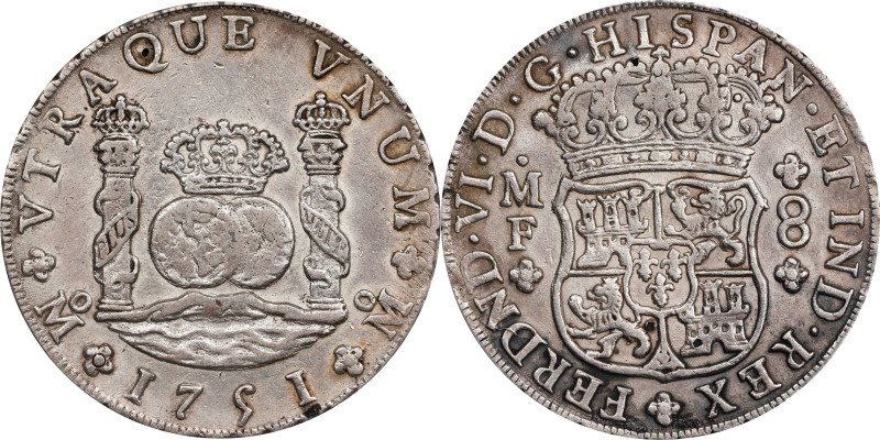 MEXICO. 8 Reales, 1751-Mo MF. Mexico City Mint. Ferdinand VI. PCGS Genuine--Dama...