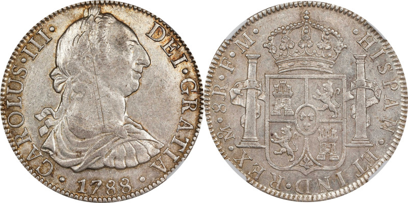 MEXICO. 8 Reales, 1788-Mo FM. Mexico City Mint. Charles III. NGC AU-55.
KM-106....