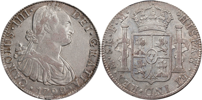 MEXICO. 8 Reales, 1792-Mo FM. Mexico City Mint. Charles IV. PCGS AU-50.
KM-109;...