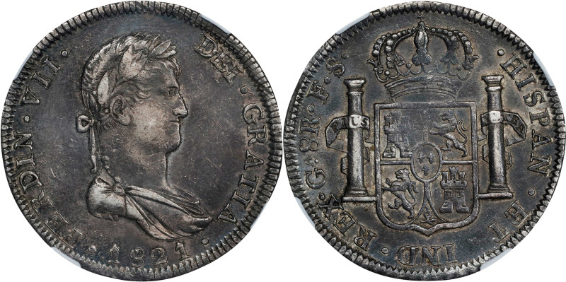 MEXICO. War of Independence. Guadalajara. 8 Reales, 1821-Ga FS. Gaudalajara Mint...