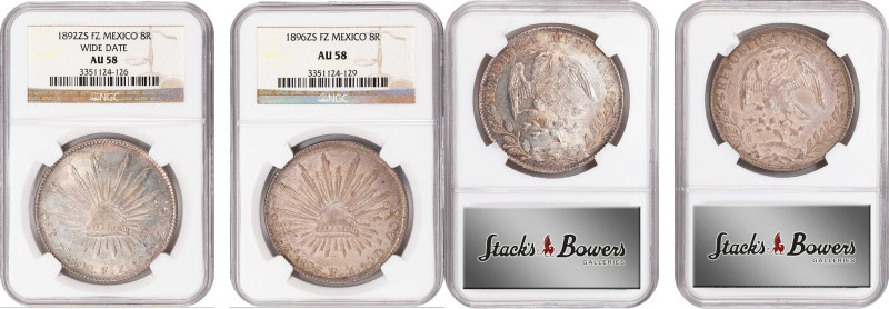 MEXICO. Duo of 8 Reales (2 Pieces), 1892-96. Zacatecas Mint. Both NGC AU-58.
1)...