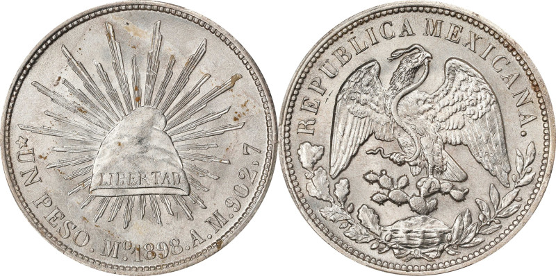 MEXICO. Peso Restrike, 1898-Mo AM. Mexico City Mint. PCGS MS-62.
KM-409.2.

E...