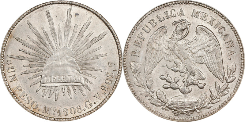 MEXICO. Peso, 1908-Mo GV. Mexico City Mint. PCGS MS-62.
KM-409.2.

Estimate: ...