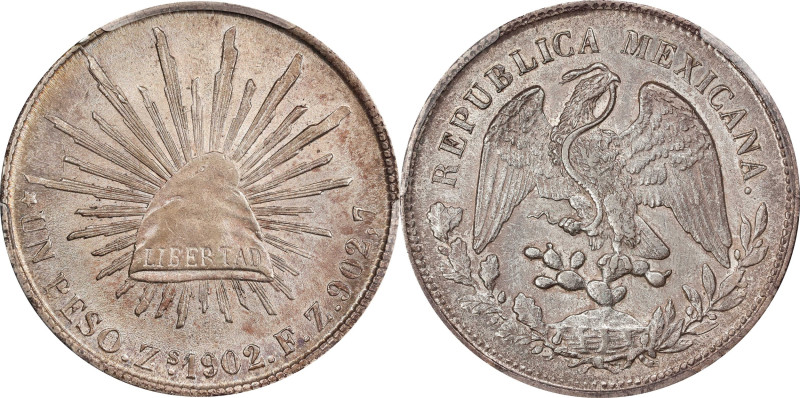 MEXICO. Peso, 1902-Zs FZ. Zacatecas Mint. PCGS MS-62.
KM-409.3.

Estimate: $2...