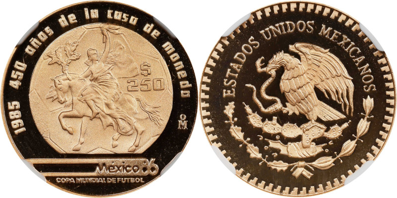 MEXICO. 250 Pesos, 1985-Mo. Mexico City Mint. NGC PROOF-69 Ultra Cameo.
Fr-188;...