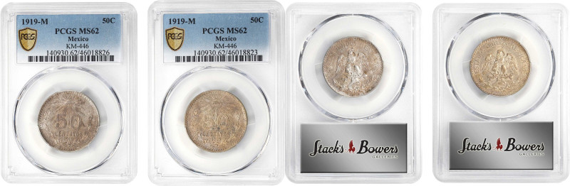 MEXICO. Duo of 50 Centavos (2 Pieces), 1919-M. Mexico City Mint. Both PCGS MS-62...