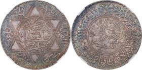 MOROCCO. Rial (10 Dirhams), AH 1321 (1903). Paris Mint. Abd al-Aziz. NGC MS-63.
KM-Y-22.2.

Estimate: $100.00- $200.00