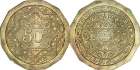 MOROCCO. Brass 50 Centimes Essai (Pattern), ND (AH 1357 [1938]). Paris Mint. PCGS SPECIMEN-65.
Lec-206I.

Estimate: $100.00- $200.00