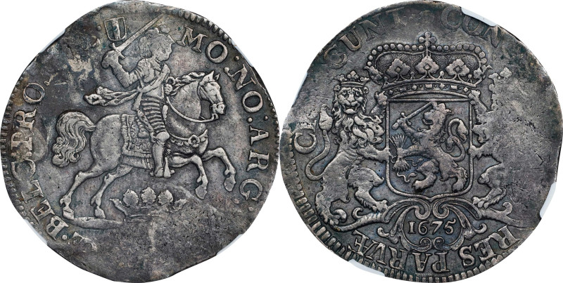 NETHERLANDS. Holland. Ducaton (Silver Rider), 1675. NGC EF Details--Environmenta...