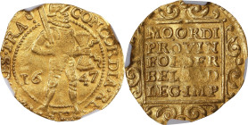 NETHERLANDS. Utrecht. Ducat, 1647. Utrecht Mint. NGC MS-61.
Fr-284; KM-7.1. Weight: 3.45 gms.

Estimate: $400.00- $600.00