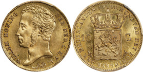 NETHERLANDS. 10 Gulden, 1840. Utrecht Mint. Willem I. PCGS MS-63.
Fr-327; KM-56.

Estimate: $700.00- $1000.00