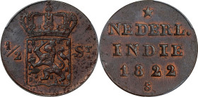 NETHERLANDS EAST INDIES. Sumatra. 1/2 Stuiver, 1822-S. William I. PCGS MS-63 Brown.
KM-285

Estimate: $100.00- $200.00