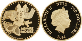 NIUE. 200 Dollars, 2014. New Zealand (Aukland) Mint. NGC PROOF-70 Ultra Cameo.
Fr-Unlisted; KM-Unlisted. AGW: 0.9999 oz. Minnie Mouse. Includes origi...