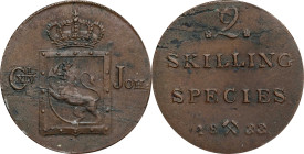 NORWAY. 2 Skilling, 1833. Kongsberg Mint. Carl XIV Johan. PCGS AU-53.
KM-295; Sieg-3.

Estimate: $100.00- $150.00