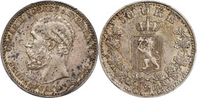 NORWAY. 50 Ore, 1900. Kongsberg Mint. Oscar II. PCGS AU-55.
KM-356.

Estimate: $40.00- $60.00