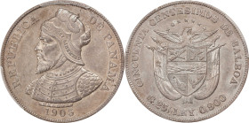 PANAMA. 50 Centesimos, 1905. Philadelphia Mint. PCGS AU-58.
KM-5.

Estimate: $100.00- $150.00