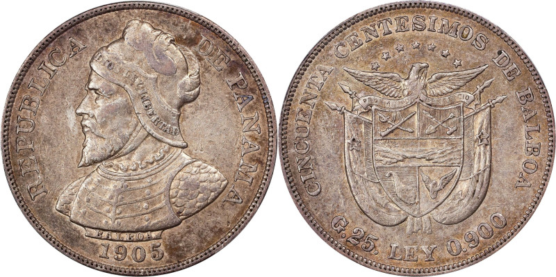 PANAMA. 50 Centesimos, 1905. Philadelphia Mint. PCGS AU-50.
KM-5.

Estimate: ...