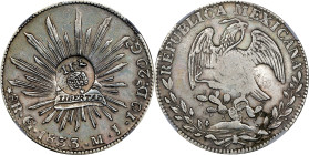 PHILIPPINES. Philippines - Mexico. 8 Reales, ND (1834-37). Manila Mint. Isabel II. NGC AU Details--Reverse Cleaned; Countermark: AU Standard.
KM-129;...