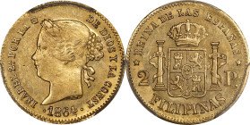 PHILIPPINES. 2 Pesos, 1864. Manila Mint. Isabel II. PCGS AU-58.
Fr-2: KM-143.

Estimate: $800.00- $1200.00