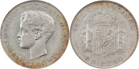 PHILIPPINES. Peso, 1897-SG V. Manila Mint. Alfonso XII. PCGS AU-55.
KM-154; Cal-122.

Estimate: $425