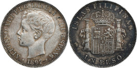 PHILIPPINES. Peso, 1897-SG V. Madrid Mint. Alfonso XIII. PCGS EF-45.
KM-154; Cal-122.

Estimate: $275