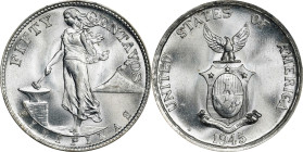 PHILIPPINES. 50 Centavos, 1945-S. San Francisco Mint. PCGS MS-66.
KM-183; Allen-15.02.

Estimate: $175