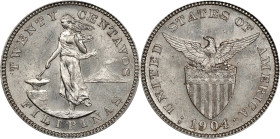 PHILIPPINES. 20 Centavos, 1904-S. San Francisco Mint. PCGS MS-63.
KM-166; Allen-10.04.

Estimate: $150