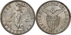 PHILIPPINES. 10 Centavos, 1908-S. San Francisco Mint. PCGS MS-64.
KM-169; Allen-8.04.

Estimate: $150