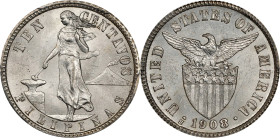 PHILIPPINES. 10 Centavos, 1908-S. San Francisco Mint. PCGS MS-64.
KM-169; Allen-8.04.

Estimate: $150