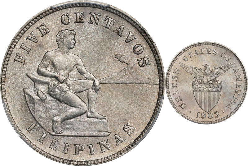 PHILIPPINES. 5 Centavos, 1903. Philadelphia Mint. PCGS MS-65.
KM-164.

Estima...