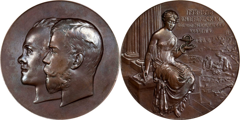 RUSSIA. Nicholas II & Paul I/Imperial Military Medical Academy Bronze Medal, 189...