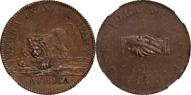 SIERRA LEONE. Copper Dollar, 1791. Birmingham (Soho) Mint. NGC Proof. AU Details...