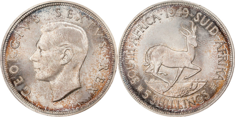 SOUTH AFRICA. 5 Shillings, 1949. Pretoria Mint. George VI. PCGS MS-66.
KM-40.1....