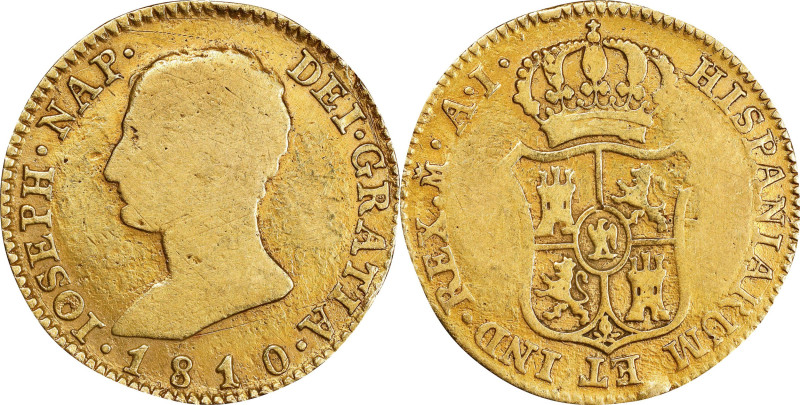 SPAIN. Gold Contemporary Counterfeit 4 Reales, 1810-M AI. Madrid Mint. Joseph Na...