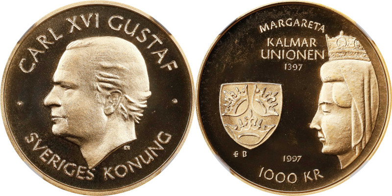 SWEDEN. 1000 Kronor, 1997-B. Eskilstuna (Royal Swedish) Mint. Carl XVI Gustaf. N...