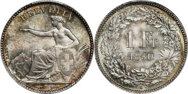 SWITZERLAND. Franc, 1850-A. Paris Mint. PCGS MS-66.
KM-9.

Estimate: $750