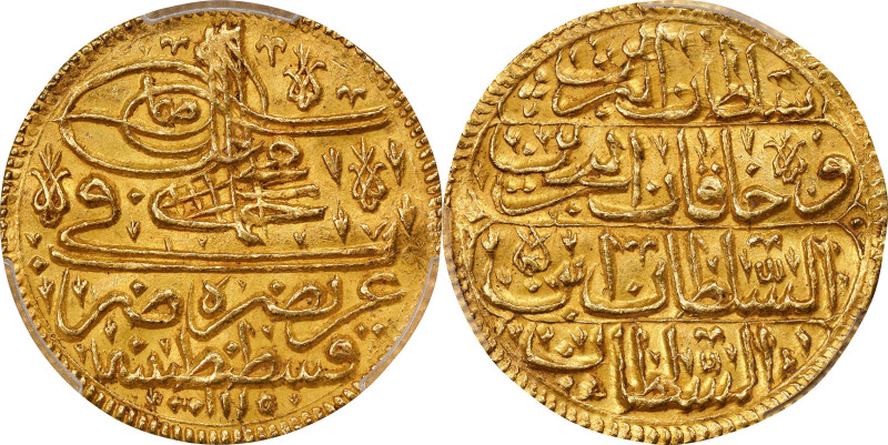 TURKEY. Ottoman Empire. Ashrafi Altin, AH 1115 (1703-30). Istanbul (Constantinop...