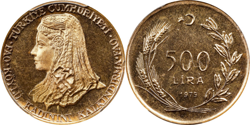 TURKEY. 500 Lira, 1979. PCGS PROOF-65 Deep Cameo.
Fr-115; KM-930. Mintage: 783....