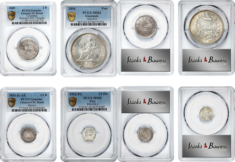 MIXED LOTS. Quartet of Silver Latin Issues (4 Pieces), 1826-1912. All PCGS Certi...